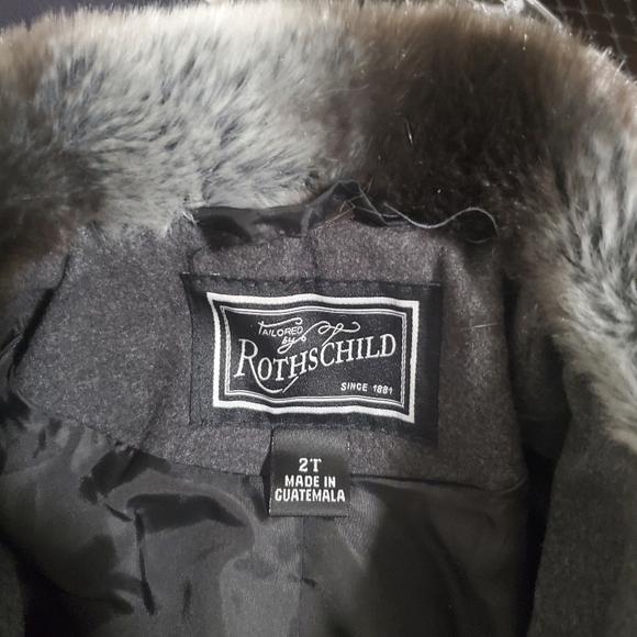 Rothschild Charcoal Gray Faux Fur Trimmed Formal Winter Jacket Size 2T - Picture 6 of 8